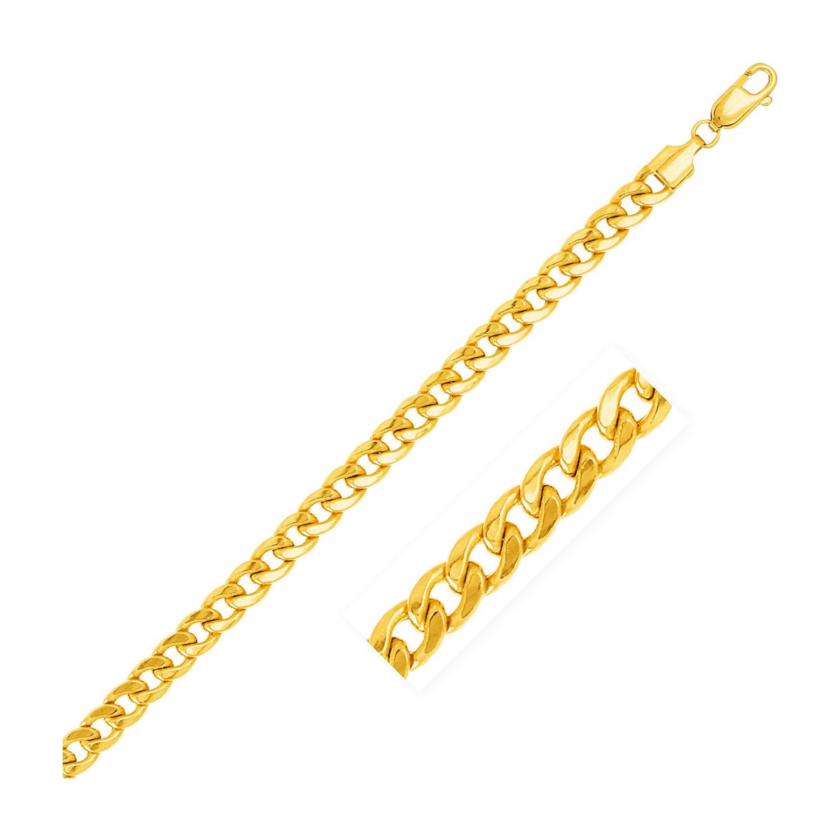 5.5mm 14k yellow gold Miami Cuban semi solid bracelet by Avera Group