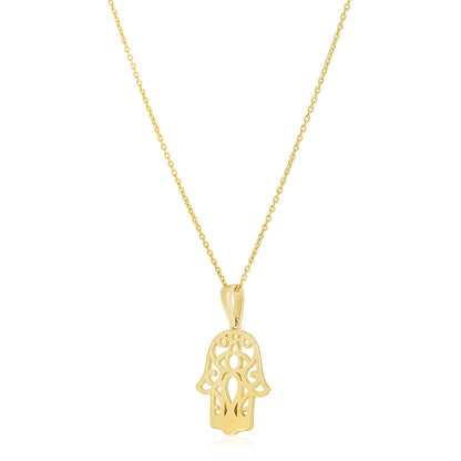 14k yellow gold high polish Hamsa amulet necklace by Avera Group