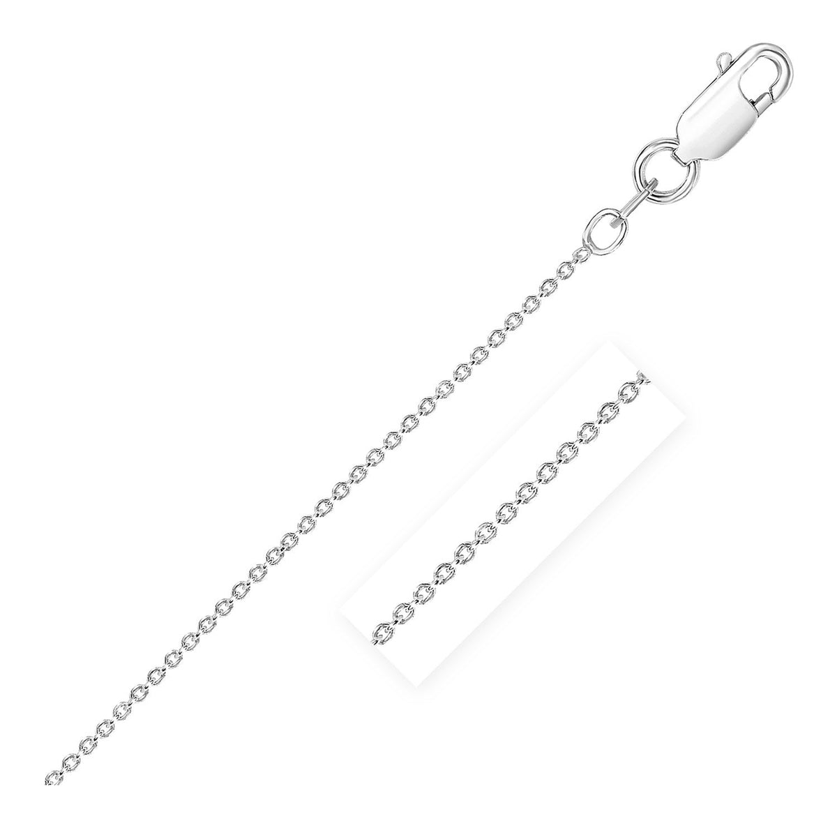 Sterling Silver Rhodium Plated Round Cable Chain (2.10 mm) by Avera Group