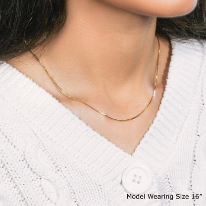 18k yellow gold classic box chain, 0.85mm by Avera Group, view 2