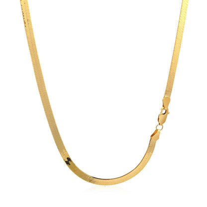 14k yellow gold super flex herringbone chain, 3.80mm by Avera Group, view 3