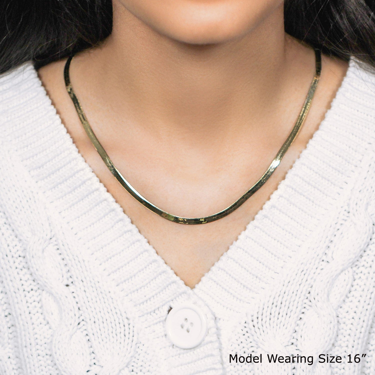 14k yellow gold super flex herringbone chain, 3.80mm by Avera Group, view 4