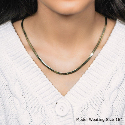 14k yellow gold super flex herringbone chain, 3.80mm by Avera Group, view 4