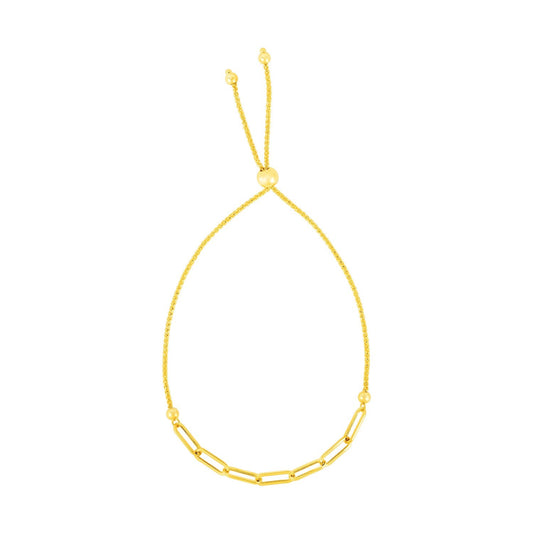 14k yellow gold adjustable bracelet with paperclip chain by Avera Group