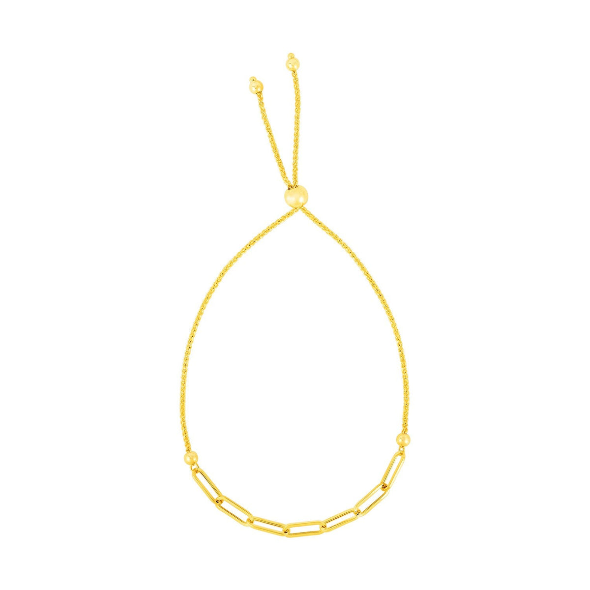 14k yellow gold adjustable bracelet with paperclip chain by Avera Group