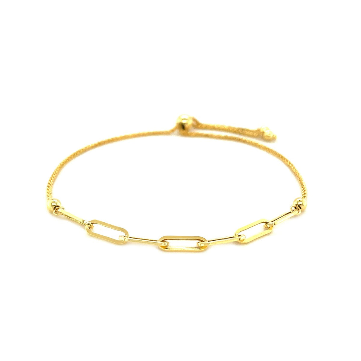 14k yellow gold adjustable bracelet with paperclip chain, Avera Group, view 2