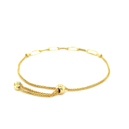 14k yellow gold adjustable bracelet with paperclip chain, Avera Group, view 3