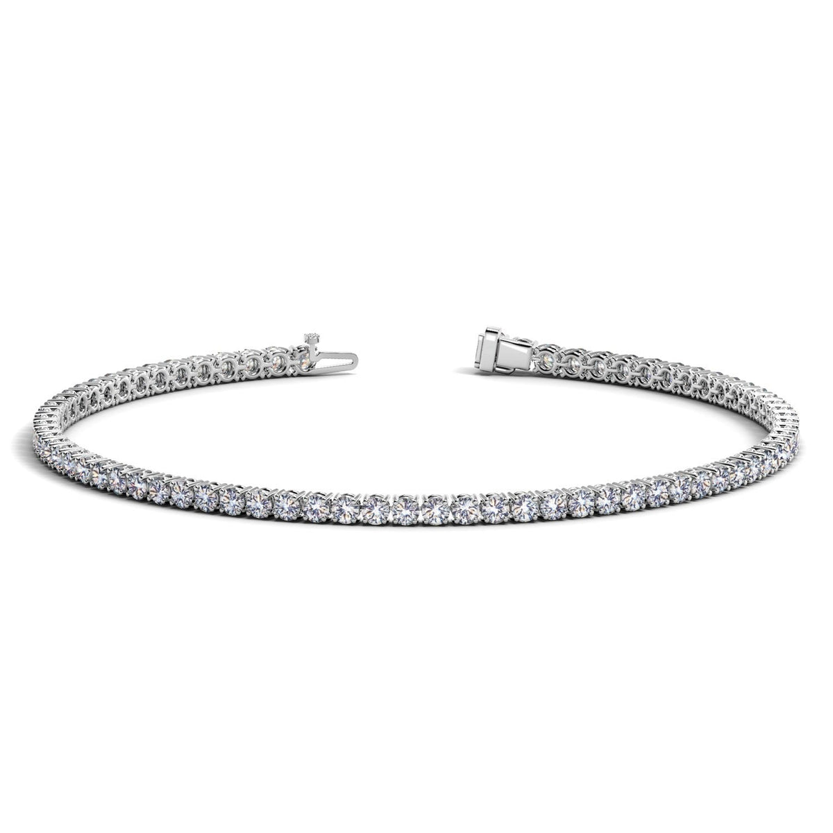 Lab Grown Round Diamond Tennis Bracelet in 14k White Gold (2 cctw F/G VS2/SI1) by Avera Group