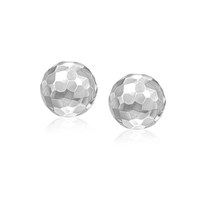 14k white gold 7mm round faceted stud earrings by Avera Group