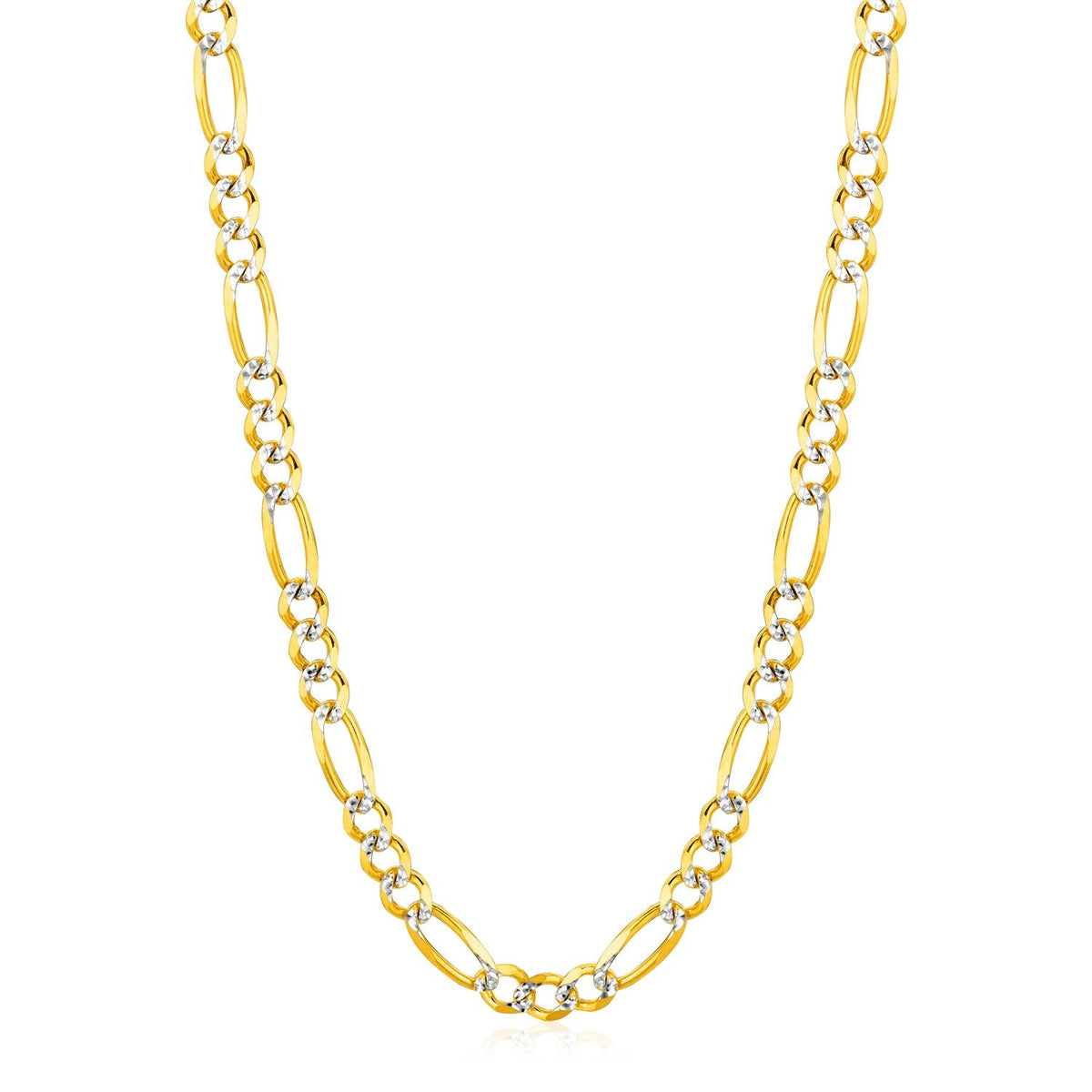 14k gold solid pave Figaro chain, 5.90mm by Avera Group