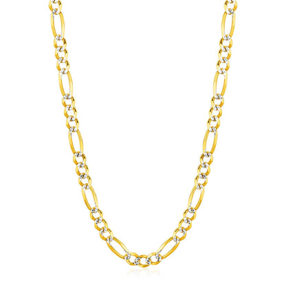 14k gold solid pave Figaro chain, 5.90mm by Avera Group