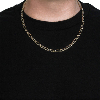14k gold solid pave Figaro chain, 5.90mm by Avera Group, view 3