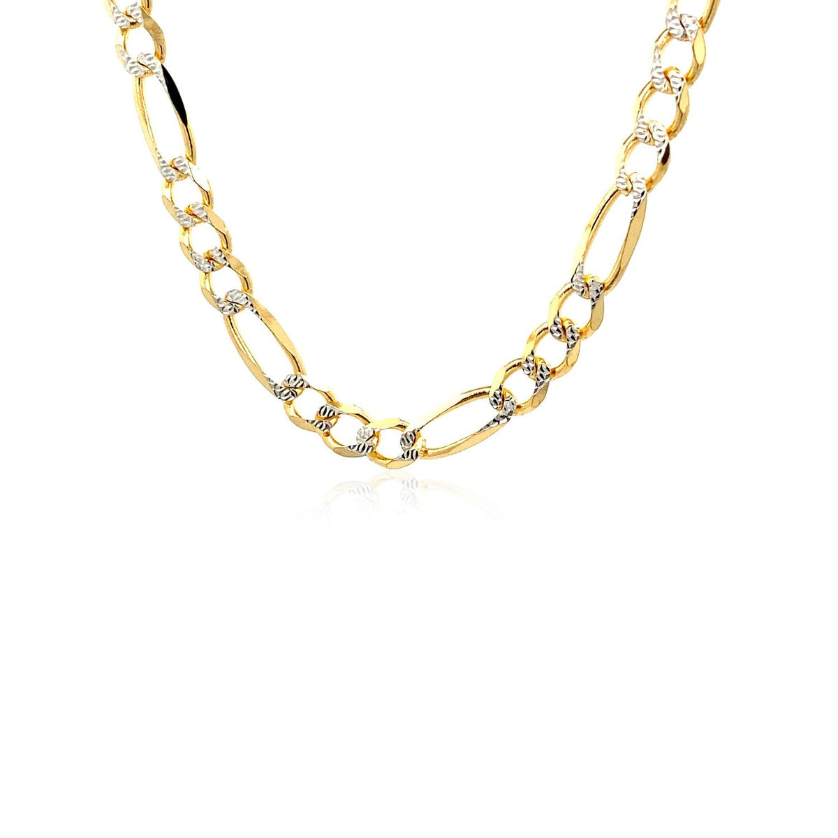 14k gold solid pave Figaro chain, 5.90mm by Avera Group, view 5