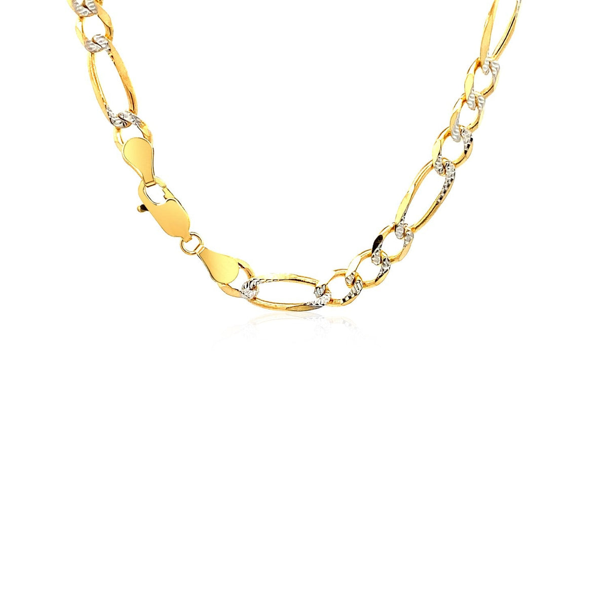 14k gold solid pave Figaro chain, 5.90mm by Avera Group, view 6