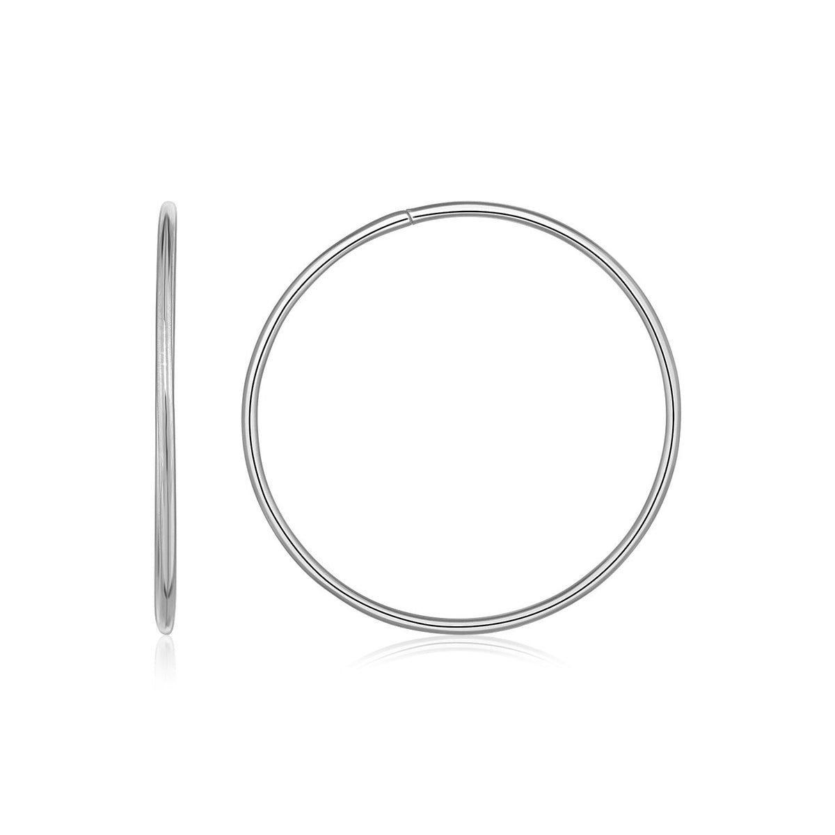 Endless Hoop Style Earrings in 14k White Gold(1.2x30mm) by Avera Group