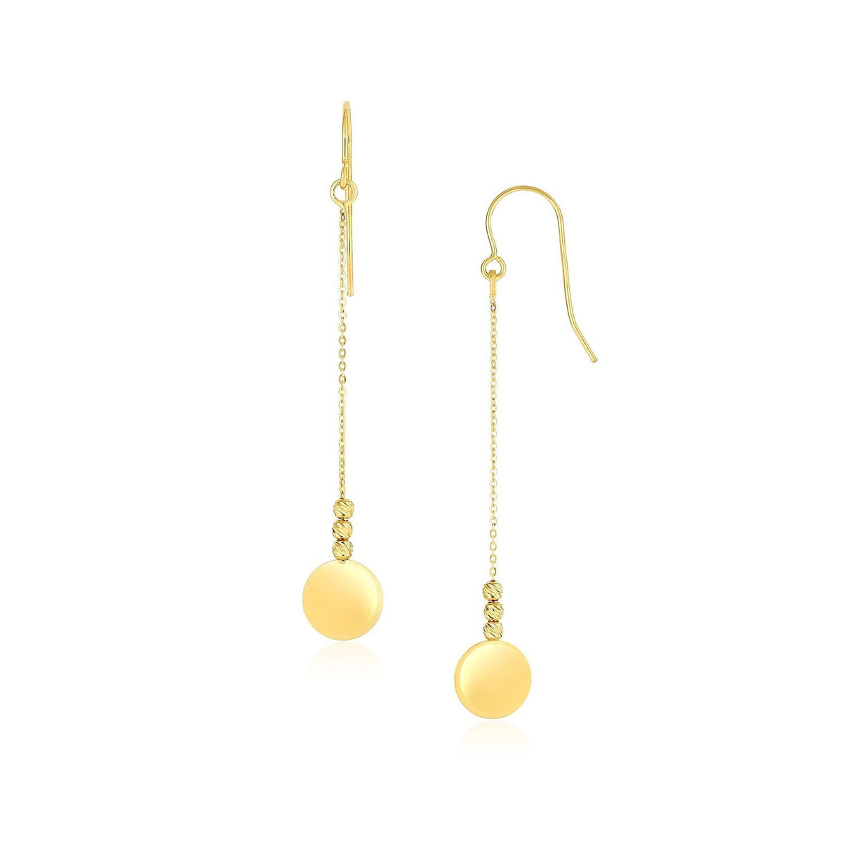 Avera Group 10K yellow gold bead and disc dangle earrings on French wires
