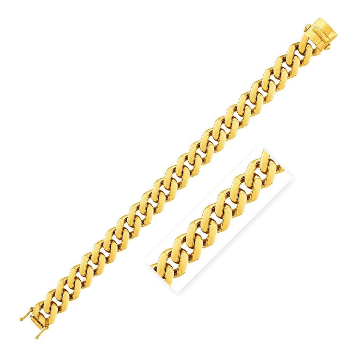 14k yellow gold 8 1/2 inch wide polished curb chain bracelet by Avera Group