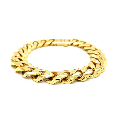 14k yellow gold 8 1/2 inch wide polished curb chain bracelet by Avera Group, view 2