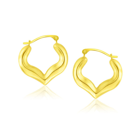 10k Yellow Gold Hoop Style Heart Shape Earrings, Avera Group