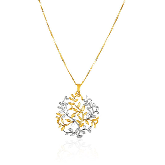 14k two-tone gold Tree of Life pendant on 18 inch chain by Avera Group