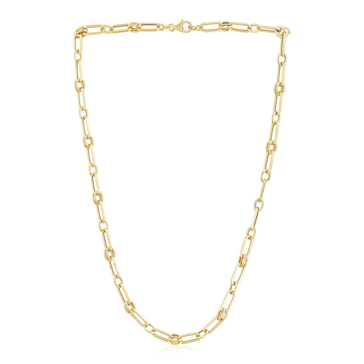 14k yellow gold high polish paperclip rondel link chain, 5.6mm by Avera Group, view 2
