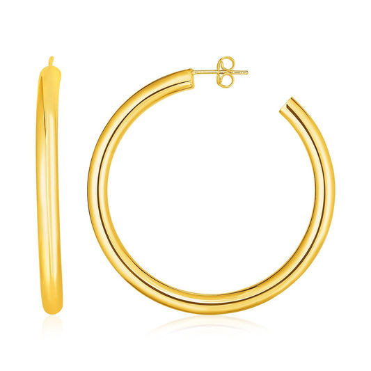 14k yellow gold 47mm polished hoop earrings by Avera Group