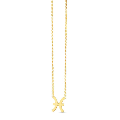 14k yellow gold Pisces zodiac sign necklace by Avera Group