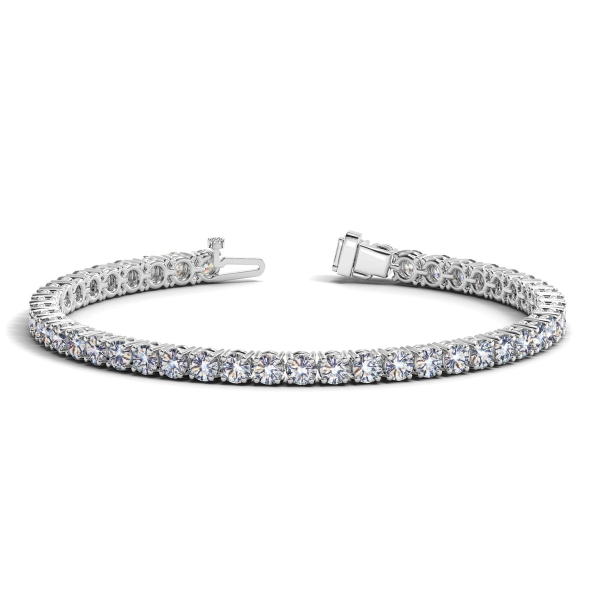 Lab Grown Round Diamond Tennis Bracelet in 14k White Gold (10 cctw F/G VS2/SI1) by Avera Group