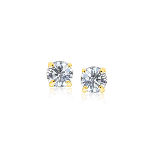 14k yellow gold stud earrings with white cubic zirconia, Avera Group