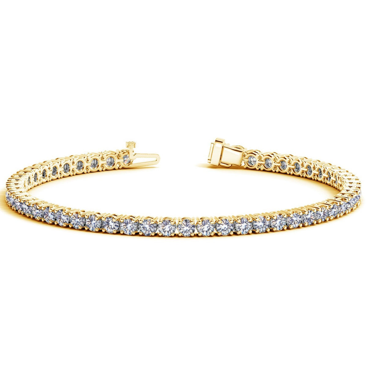 Lab Grown Round Diamond Tennis Bracelet in 14k Yellow Gold (7 cctw F/G VS2/SI1) by Avera Group