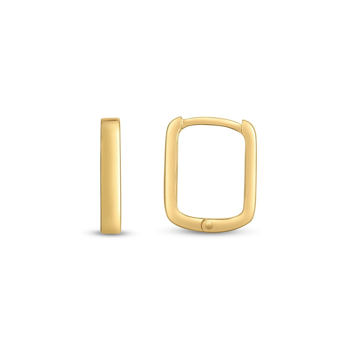 14k yellow gold small square huggie hoop earrings by Avera Group