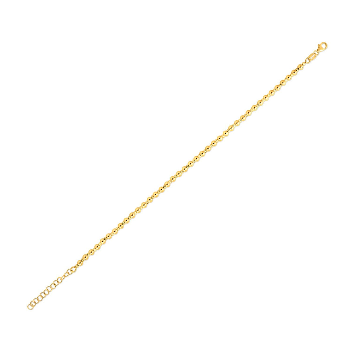14k yellow gold polished spaced bead bracelet, 3mm by Avera Group