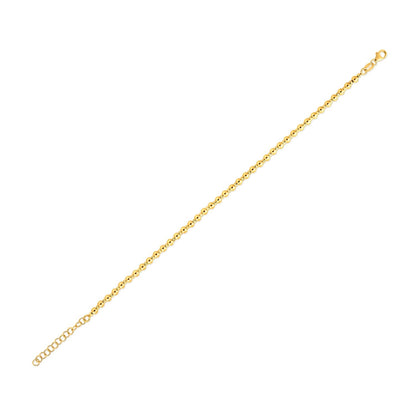 14k yellow gold polished spaced bead bracelet, 3mm by Avera Group