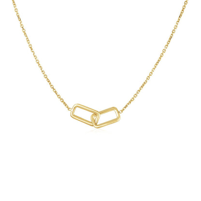 14k yellow gold interlocking rectangles necklace, 17 inch by Avera Group