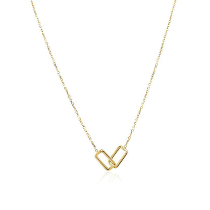 14k yellow gold interlocking rectangles necklace, 17 inch by Avera Group, view 2