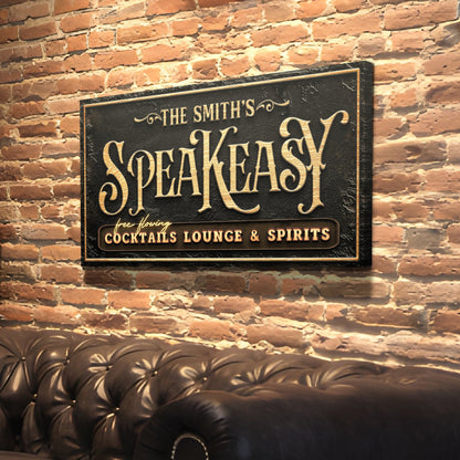 Speakeasy Personalized Bar Sign by Tailored Canvases