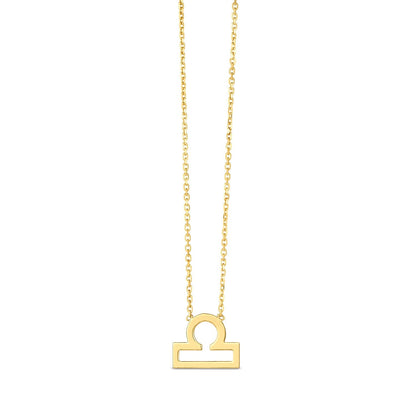 14k yellow gold Libra zodiac sign necklace by Avera Group