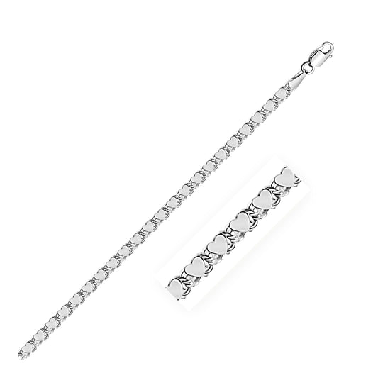 14k white gold heart link anklet by Avera Group
