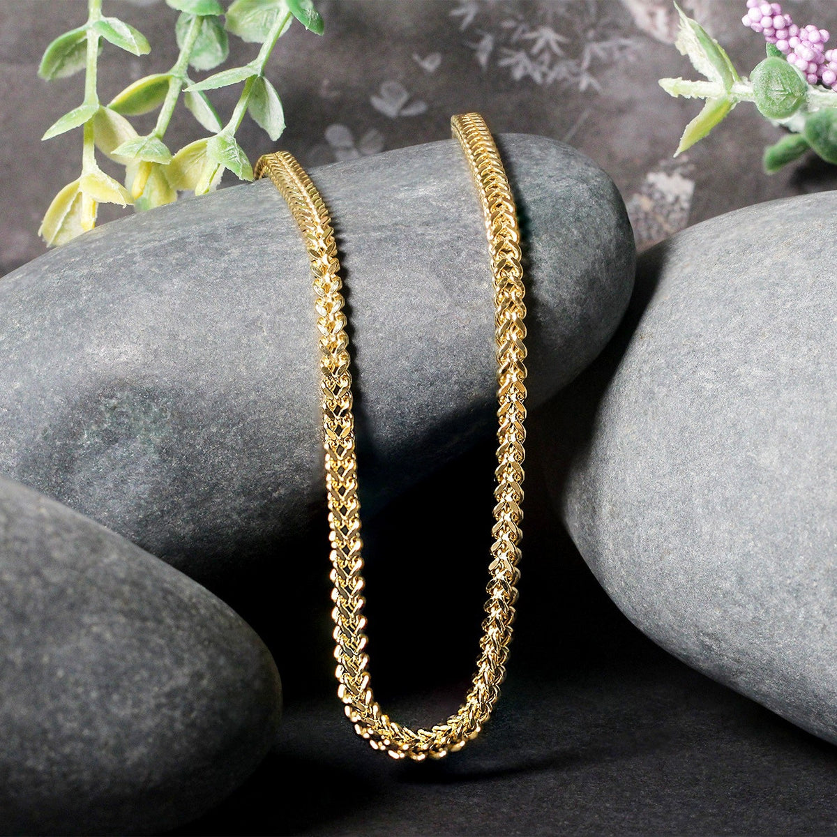 14k yellow gold square franco chain, 3.00mm by Avera Group, view 3
