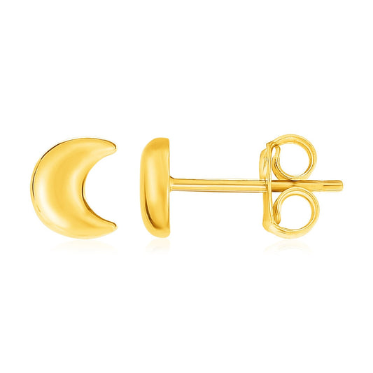 14k yellow gold moon post earrings by Avera Group