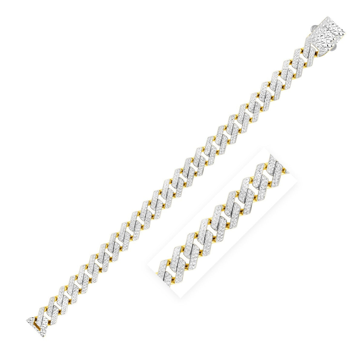 14k gold white pave Modern Lite Edge chain, 11.5mm by Avera Group