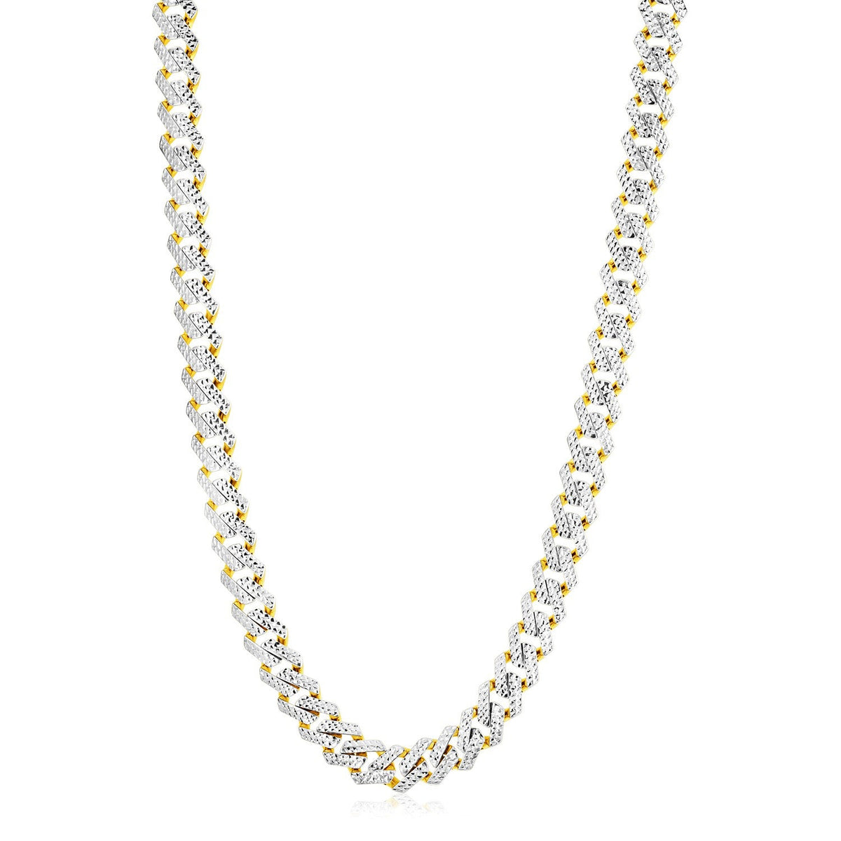 14k gold white pave Modern Lite Edge chain, 11.5mm, Avera Group, view 2