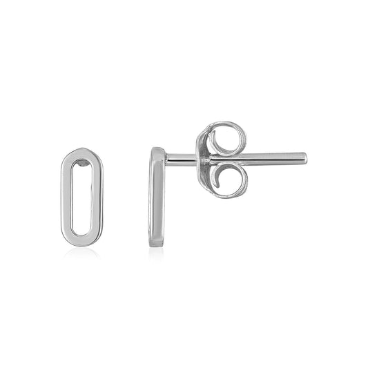 14k white gold paperclip link stud earrings, Avera Group