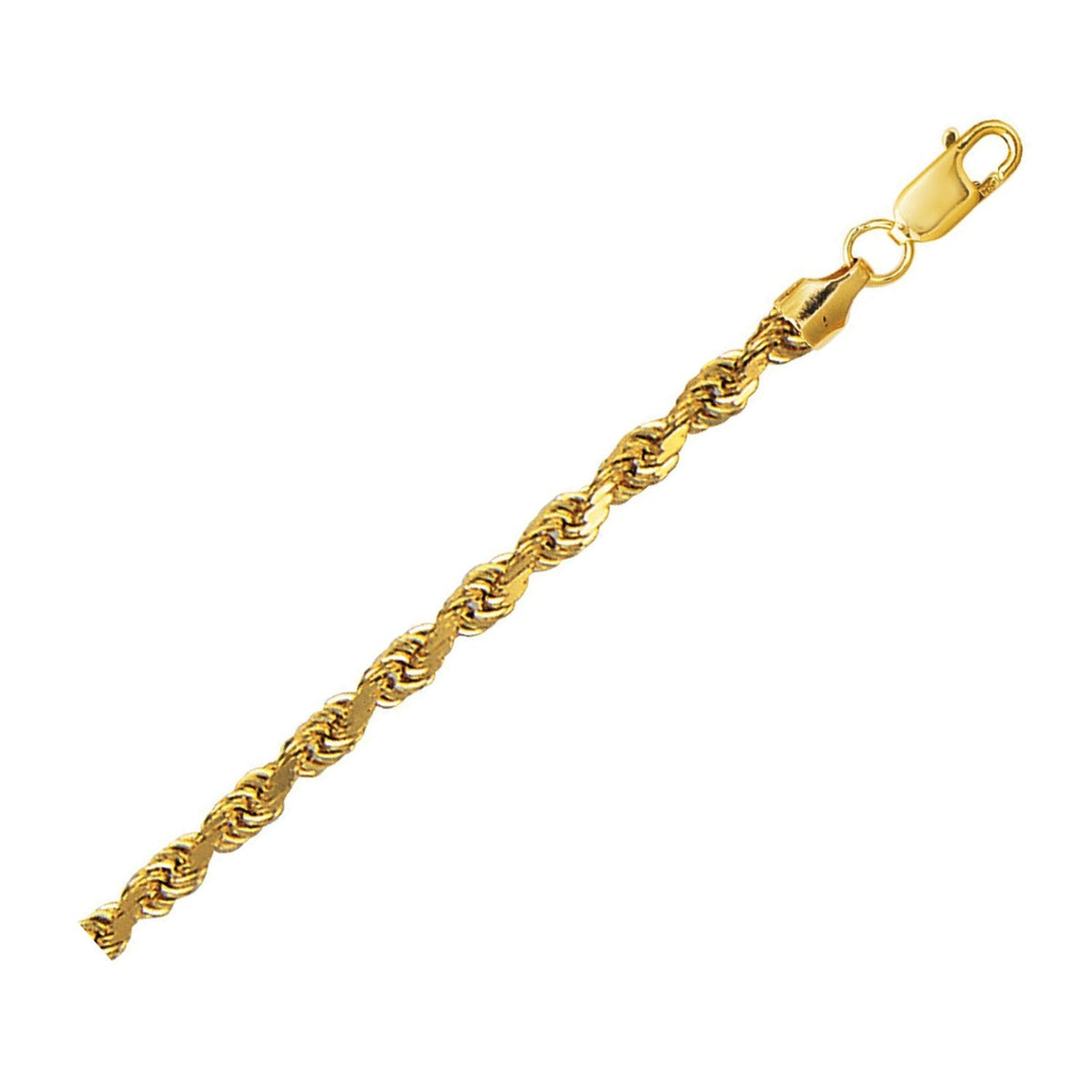 Lite Rope Chain Bracelet in 10k Yellow Gold (4.0 mm) by Avera Group