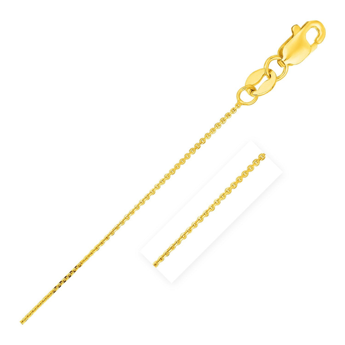 14k yellow gold cable link chain, 0.50mm, lobster clasp, Avera Group