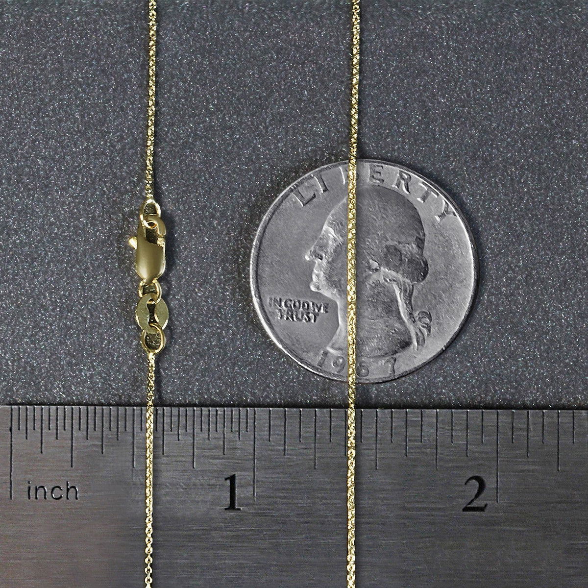 14k yellow gold cable link chain, 0.50mm, lobster clasp, Avera Group, view 4
