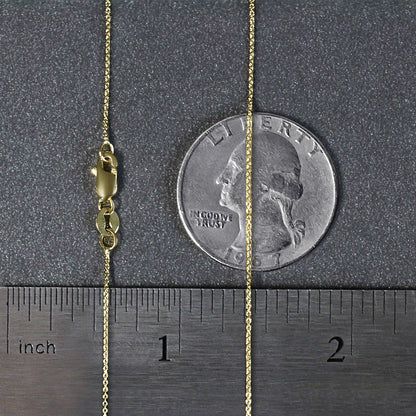 14k yellow gold cable link chain, 0.50mm, lobster clasp, Avera Group, view 4
