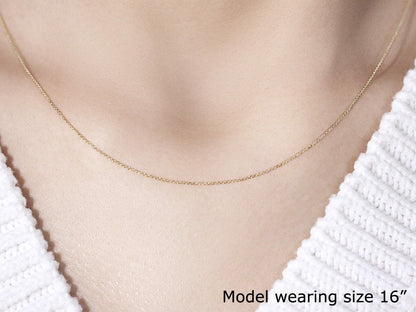 14k yellow gold cable link chain, 0.50mm, lobster clasp, Avera Group, view 5