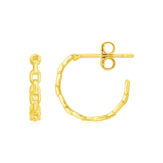 14k yellow gold delicate chain hoop earrings, Avera Group