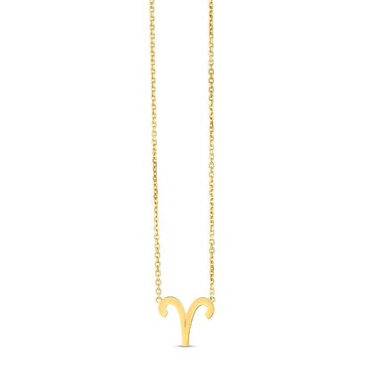 14k yellow gold Aries zodiac necklace by Avera Group